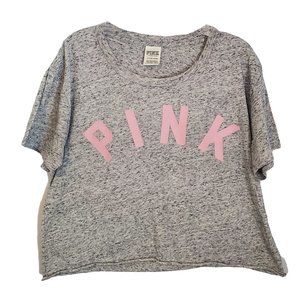 PINK Grey Heather Short T-Shirt With Logo